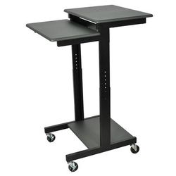 Luxor PS3945 Computer Workstation w/ 3 Shelves & Steel Frame, Adjusts to 45" H, Dark Gray