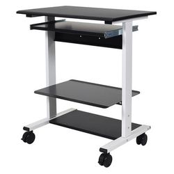 Luxor STAND-WS30 29 1/2" Adjustable Standing Workstation w/ 3 Shelves - Steel Frame, Black