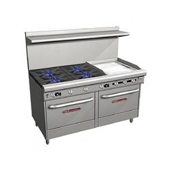 Southbend 4607AD-2TR 60" 4 Burner Commercial Gas Range w/ Griddle & (1) Standard & (1) Convection Ovens, Liquid Propane, Stainless Steel, Gas Type: LP, 115 V