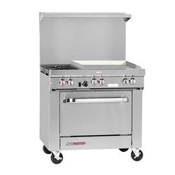 Southbend H4361D-2GR 36" 2 Burner Commercial Gas Range w/ Griddle & Standard Oven, Liquid Propane, Stainless Steel, Gas Type: LP