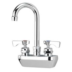 Krowne 14-400L-L-H3 Wall Mount Faucet w/ 3 1/2" Gooseneck Spout & Lever Handles - 4" Centers, 1.0 GPM