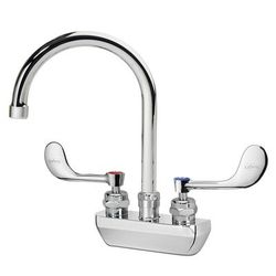 Krowne 14-401L-W-H3 Wall Mount Faucet w/ 6" Gooseneck Spout & VR Wrist Action Handles - 4" Centers, 1.0 GPM
