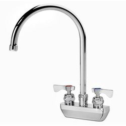 Krowne 14-402L-L-G2 Wall Mount Faucet w/ 8 1/2" Gooseneck Spout & Lever Handles - 4" Centers, 0.5 GPM