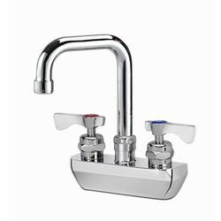 Krowne 14-430L-L-G2 Wall Mount Faucet w/ 4 1/2" Double Bend Spout & Lever Handles - 4" Centers, 0.5 GPM