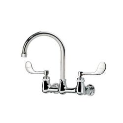 Krowne 14-801L-W-E4 Wall Mount Faucet w/ 6" Gooseneck Spout & VR Wrist Action Handles - 8" Centers, 1.5 GPM