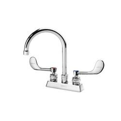 Krowne 15-301L-W-E3 Deck Mount Faucet w/ 6" Gooseneck Spout & VR Wrist Action Handles - 4" Centers, 1.0 GPM