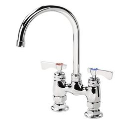 Krowne 15-401L-L-G3 Raised Deck Mount Faucet w/ 6" Gooseneck Spout & Lever Handles - 4" Centers, 1.0 GPM