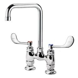 Krowne 15-431L-W-E3 Raised Deck Mount Faucet w/ 6" Double Bend Spout & Wrist Action Handles - 4" Centers, 1.0 GPM
