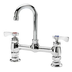 Krowne 15-825L-L-E3 Raised Deck Mount Faucet w/ 3 1/2" Gooseneck Spout & Lever Handles - 8" Centers, 1.0 GPM