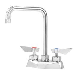 Krowne DX-301 Deck Mount Faucet w/ 6" Double Bend Gooseneck Spout - 4" Centers, Stainless Steel