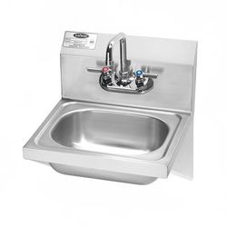 Krowne HS-10 Wall Mount Commercial Hand Sink w/ 12 1/2"L x 9 3/4"W x 5 43/64" D Bowl, Gooseneck Faucet, Silver