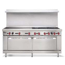 American Range AR-36G-6B-NVL-126R 72" 6 Burner Commercial Gas Range w/ Griddle & (1) Standard & (1) Innovection Ovens, Liquid Propane, Stainless Steel, Gas Type: LP