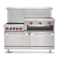 American Range AR-4B-36RG-CL-126R 60" 4 Burner Commercial Gas Range w/ Griddle/Broiler & (1) Standard & (1) Convection Ovens, Natural Gas, Stainless Steel, Gas Type: NG