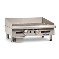 Imperial IGG-24 LP 24" Gas Commercial Griddle w/ Thermostatic Controls - 1" Grooved Steel Plate, Liquid Propane, 60,000 BTU, Stainless Steel, Gas Type: LP