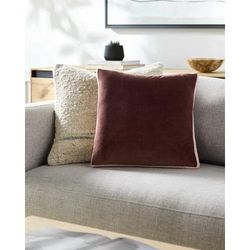 Tamir 22" Square Modern Cotton Dark Brown/Brick Red/Light Silver Throw Pillow - Boutique Rugs