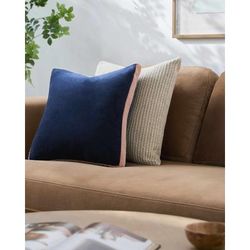 Tamir 22" Square Modern Cotton Midnight Blue/Onyx/Ink/Brick Red/Charcoal Throw Pillow - Boutique Rugs