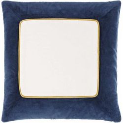 Rahiq 18" Square Modern Cotton Off White/Marine Blue/Orange Throw Pillow - Boutique Rugs