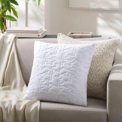 Manus 20" Square Cottage Cotton White Throw Pillow - Boutique Rugs