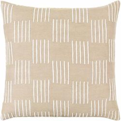 Kanha 20" Square Cottage Cotton Desert Tan/Warm Gray/Off White/Pearl/Beige/Ivory Throw Pillow - Boutique Rugs