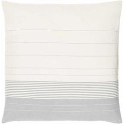 Lonny 22" Square Rustic Cotton Off White/Slate Blue/Light Silver Throw Pillow - Boutique Rugs