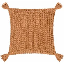 Litzy 22" Square Cottage Wool Off White/Camel/Pale Pink/Caramel/Brick Red Throw Pillow - Boutique Rugs