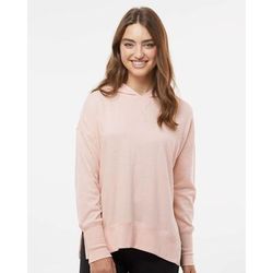MV Sport W23720 Women's French Terry Hooded Sweatshirt in Cameo Pink size XL | Cotton/Polyester Blend