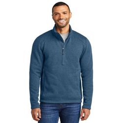 Port Authority F426 Arc Sweater Fleece 1/4-Zip in Insignia Blue Heather size Medium | Polyester