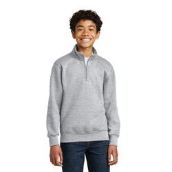 Port & Company PC78YQ Youth Core Fleece 1/4-Zip Pullover Sweatshirt in Heather size Large | Cotton Polyester