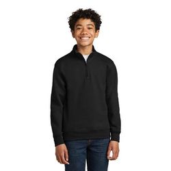 Port & Company PC78YQ Youth Core Fleece 1/4-Zip Pullover Sweatshirt in Jet Black size Medium | Cotton Polyester