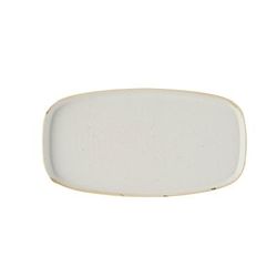 Churchill SWHSWO341 13 3/4" x 7 1/4" Oblong Stonecast Walled Plate - Ceramic, Barley White