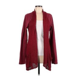 Lucky Lotus Cardigan Sweater: Burgundy - Women's Size Medium