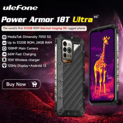 Ulefone Power Armor 18T Ultra 5G Rugged Smartphone，Dimensity 7050，512GB ROM +24GB RAM ，THERMAL BY FLIR®,Android 13，108MP