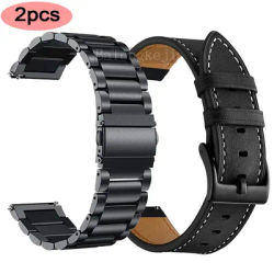 Cinturino in metallo 2 pezzi + cinturino in vera pelle per Samsung Galaxy watch 3 45mm 41mm/attivo 2