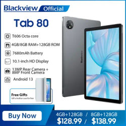 Blackview Tab 80 Android 13 Tablet 8GB 128GB 10.1-inch HD Display T606 Octa Core 7680mAh 2.4G/5G WiFi 13MP Rear Camera 4G tablet