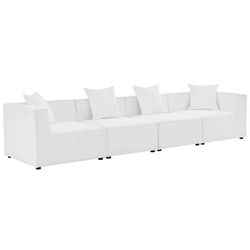 Saybrook Outdoor Patio Upholstered 4-Piece Sectional Sofa - East End Imports EEI-4381-WHI