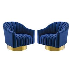 Buoyant Swivel Chair Performance Velvet Set of 2 - East End Imports EEI-4430-NAV