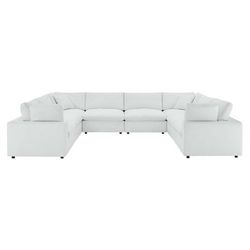 Commix Down Filled Overstuffed Vegan Leather 8-Piece Sectional Sofa - East End Imports EEI-4923-WHI