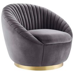 Whirr Tufted Performance Velvet Swivel Chair - East End Imports EEI-5002-GLD-GRY