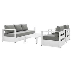 Tahoe Outdoor Patio Powder-Coated Aluminum 4-Piece Set - East End Imports EEI-5749-WHI-GRY