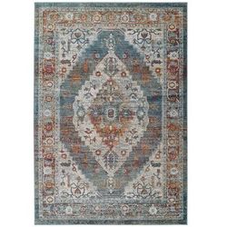 Tribute Camellia Distressed Vintage Floral Vintage Medallion 8x10 Area Rug - East End Imports R-1189A-810