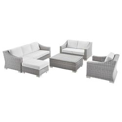 Conway 5-Piece Outdoor Patio Wicker Rattan Furniture Set - East End Imports EEI-5092-WHI