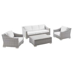 Conway 4-Piece Outdoor Patio Wicker Rattan Furniture Set - East End Imports EEI-5095-WHI