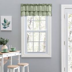 Stacey Curtain Ruffled Filler Valance by Ellis Curtains in Sage