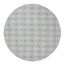 Shahbanu Rugs Spring White Wool Hand Woven Flat Weave Kilim Geometric Design Reversible Round Oriental Rug (9'8"x9'8")