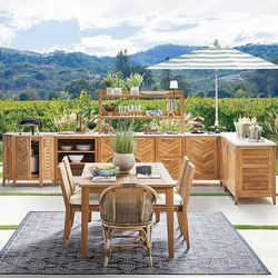 Westport Outdoor Kitchen in Natural Teak - Grill Cabinet - Frontgate