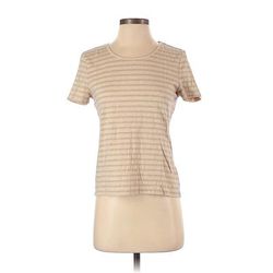 Talbots Short Sleeve T-Shirt: Tan Stripes Tops - Women's Size P