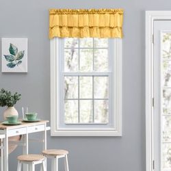 Stacey Curtain Ruffled Filler Valance by Ellis Curtains in Yellow