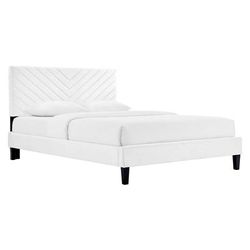 Roxanne Performance Velvet Twin Platform Bed - East End Imports MOD-7042-WHI