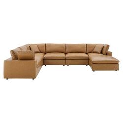 Commix Down Filled Overstuffed Vegan Leather 7-Piece Sectional Sofa - East End Imports EEI-4922-TAN