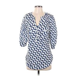 41Hawthorn 3/4 Sleeve Top Blue Chevron Plunge Tops - Women's Size X-Small